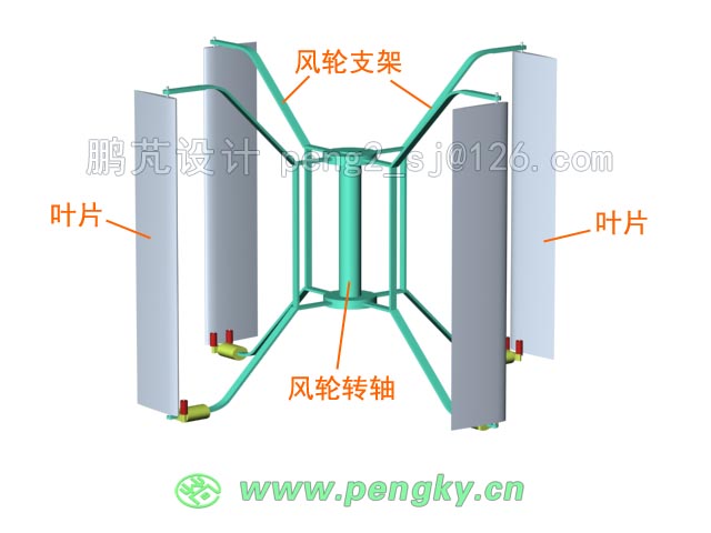 装有滑动离心锤的4叶风轮